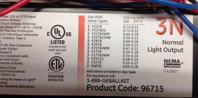 Alt view image 3 of 3 - (case of 10) GE 96715 Ge332-Mvps-N 120V-277V Program Start 3L T8 Electron 120-277V