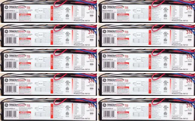 Main image of (case of 10) GE 96715 Ge332-Mvps-N 120V-277V Program Start 3L T8 Electron 120-277V