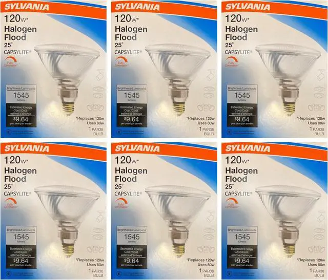Alt view image 2 of 2 - (case of 6) Sylvania Halogen Flood 120 watt Capsylite Brilliant PAR38 Floodlight
