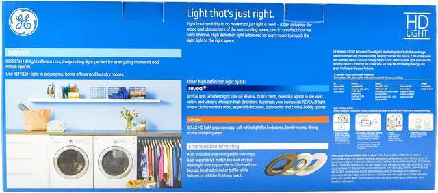 Alt view image 4 of 7 - (case of 6) GE Lighting 47769 refresh LED Downlight, 8 watts, Daylight retrofit kit, White, Indoor Floodlight for 5 or 6 inch recessed downlight, easy LED upgrade, energetic light