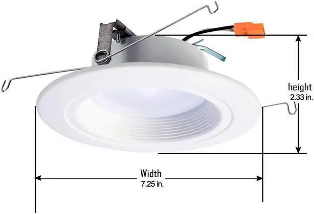 Alt view image 4 of 7 - (4 pack) HALO Recessed RL560WH6935R 5" or 6" Integrated LED bulb with Recessed White Trim, 3500K Soft White, 735 lumens, wet rated for shower use, complete bulb and trim replacement kit