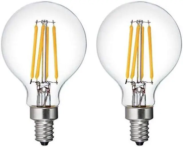 Alt view image 2 of 5 - (2 bulbs) GE 42290 relax LED Soft White, Dimmable G16.5 Globe Light Bulb, 40 watt replacement using only 4.5 watts, 360 lumens, candelabra base