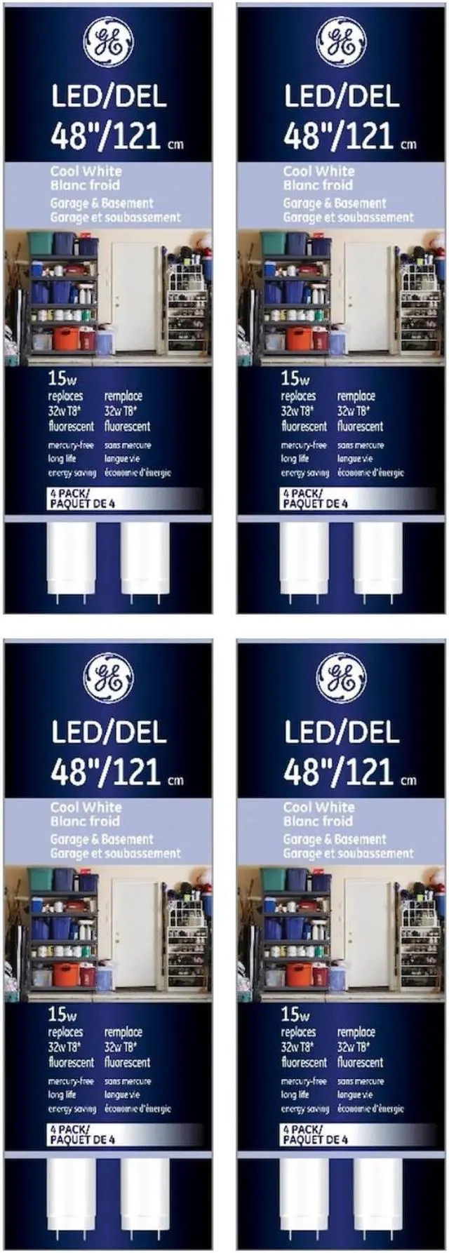 Alt view image 2 of 5 - (16 tubes) GE Lighting T8 LED Tube, 48 inch, 15 watt, 1800 lumens, 4000K Cool white, Type A plug and play-- fast and easy upgrade for 4-ft T8 fluorescent lamp, no rewire no hassle
