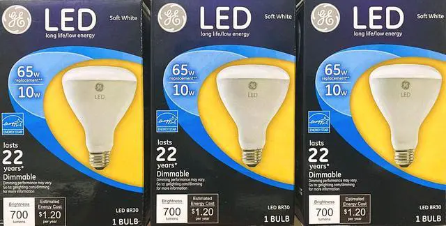 Main image of (3 bulbs) GE Lighting 89936 65 Watt Soft White BR30 Indoor Dimmable LED Flood Light