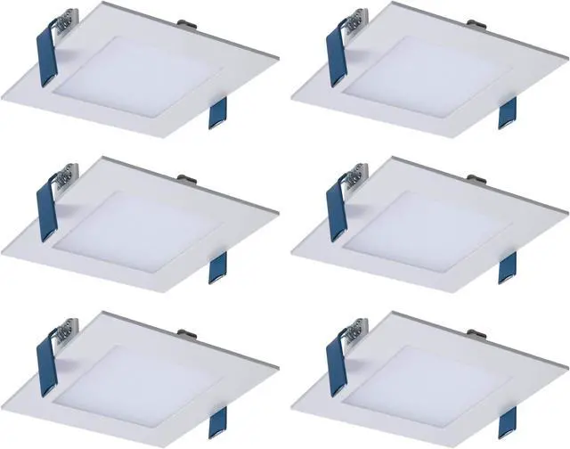 Main image of Halo HLB 4 inch square LED Ultra Thin Downlight, Direct Ceiling Mount, 4 inches square LED Kit, White, Dimmable, 60 watt replacement, 3000K