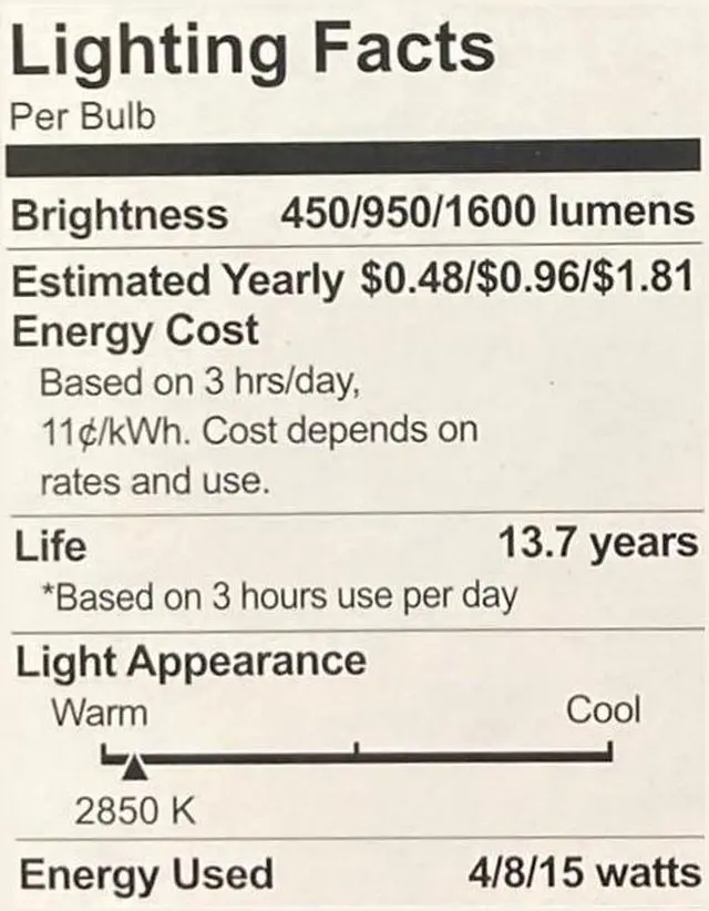Alt view image 4 of 4 - (3 bulbs) GE reveal LED A21 Color Enhancing 3-Way Bulb, 50/100/150 watt equivalent 3 way LED Light Bulb