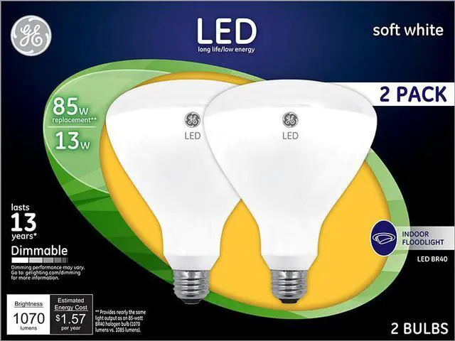 Main image of GE LED soft white BR40 Dimmable 13w = 85w 2 pack