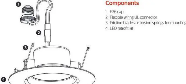 Alt view image 2 of 6 - (case of 6) Philips Pila LED Retrofit Downlight, 6 inch Round, 650 lumens, 3000K Color Temp, 120V, Dimmable, White Trim, LED Donwlight Luminaire PILARETR56R30K, with medium socket retrofit adapter