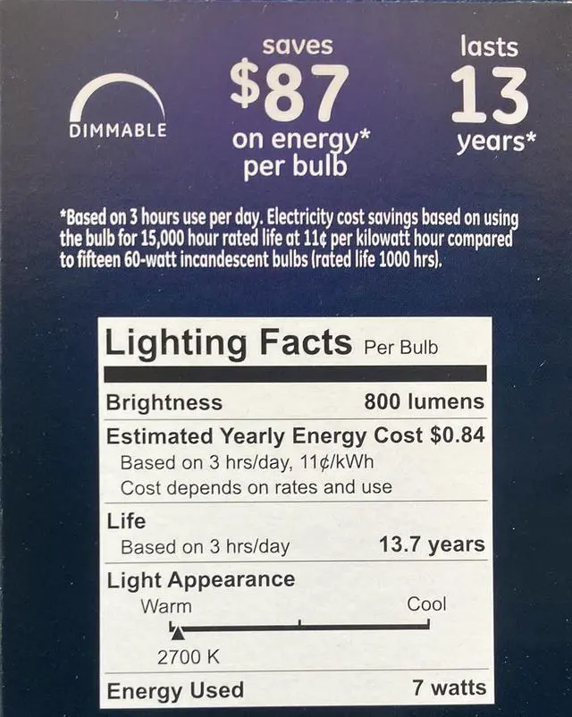 Alt view image 4 of 4 - (8 bulbs) GE Lighting 37674 A19 LED Light Bulb, 60 watt equivalent, Crystal Clear, soft white, Dimmable, medium base