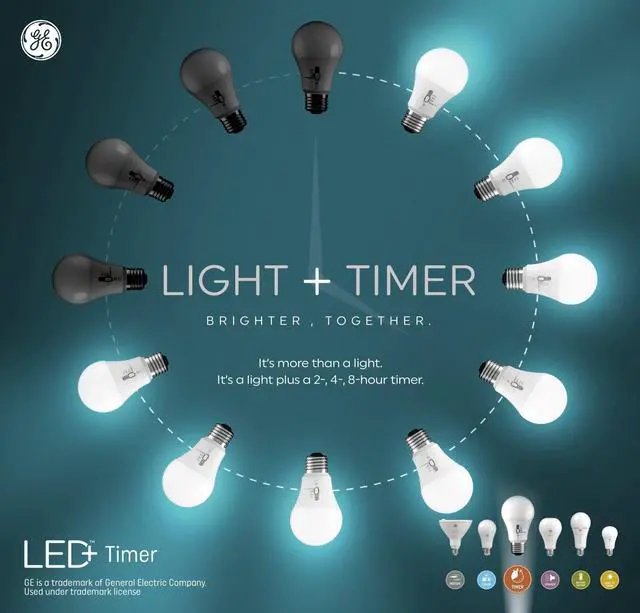 Alt view image 5 of 7 - GE Lighting LED+ Timer Light  Bulb, Soft White, Built-In Automatic Timer, A19 Light Bulb (1 Pack)