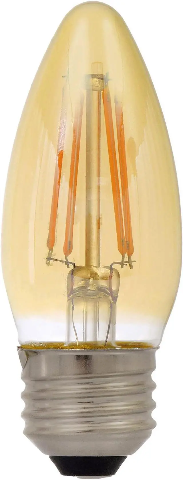 Alt view image 2 of 7 - SYLVANIA 79721 Vintage LED Light Bulb, Efficient 4 Watts, B10 Medium Base, Amber Glass Edison Style, Warm White 2175K, Dimmable