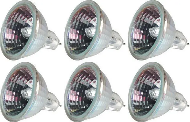 Main image of (6 bulbs) GE 25480 MR16 Halogen Flood Lamp, 20 watt, quartz Halogen Indoor, 2 pin GX5.3 base, 2900K, Q20MR16/FL Light Bulb