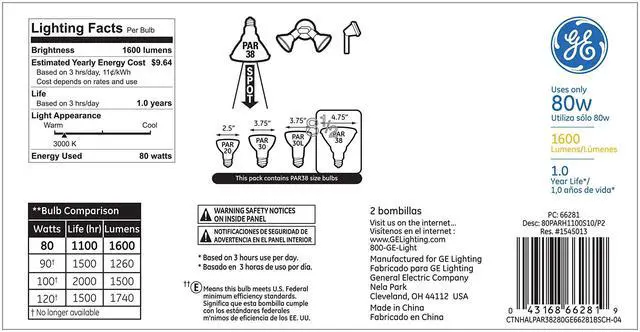 Alt view image 5 of 6 - GE 66281 Energy Efficient Halogen Spotlight Bulb, 90 Watts, 120 Volt