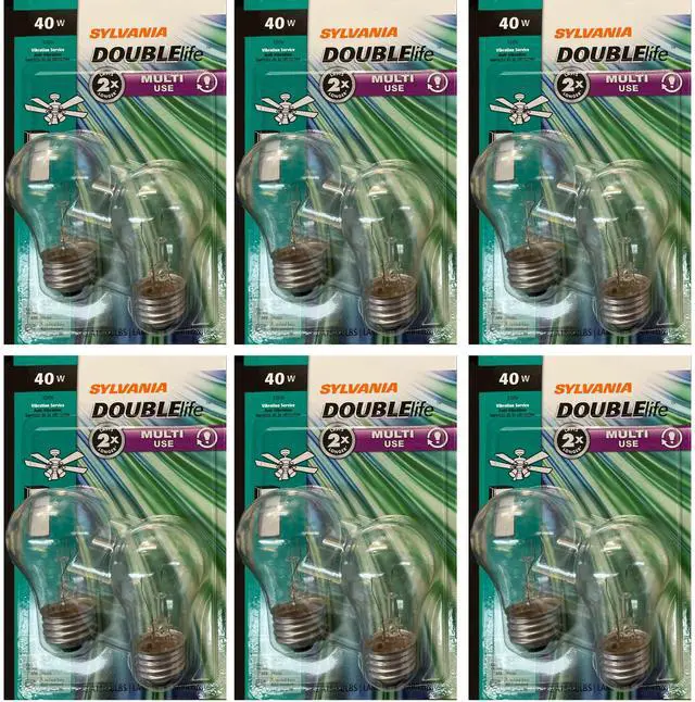 Main image of (12 bulbs) Sylvania Double Life 40 watt Incandescent A15 Ceiling Fan Light Bulb Vibration Service