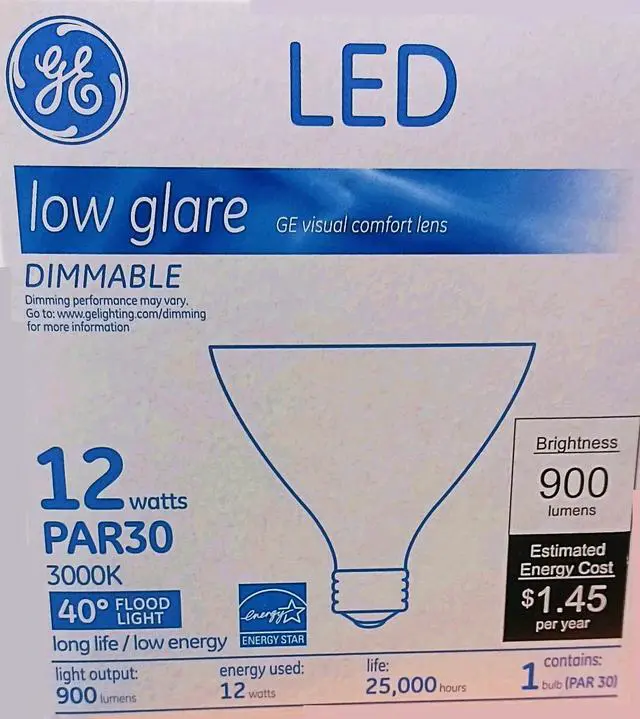 Alt view image 4 of 4 - (case of 6) GE 84380 LED PAR30 Flood Light Bulb,  LED Lamp, 3000K, 900 series, Dimmable, 12 watt 900 lumens LED light bulb, LED12DP30RW93040