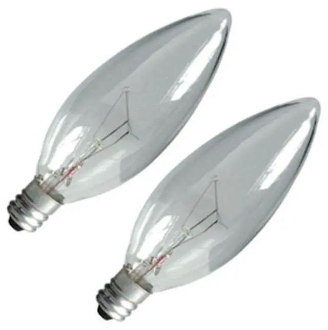 Main image of GE Lighting 75258 Crystal Clear 25-Watt, 160-Lumen Blunt Tip Light Bulb with Candelabra Base, 2-Pack
