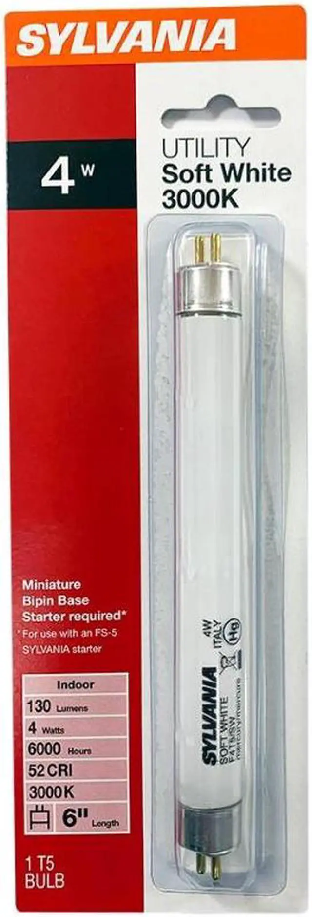 Main image of (pack of 6) Sylvania 23512 F4T5SW 6 inch Fluorescent Tube Soft White 3000K  Miniature BiPin base