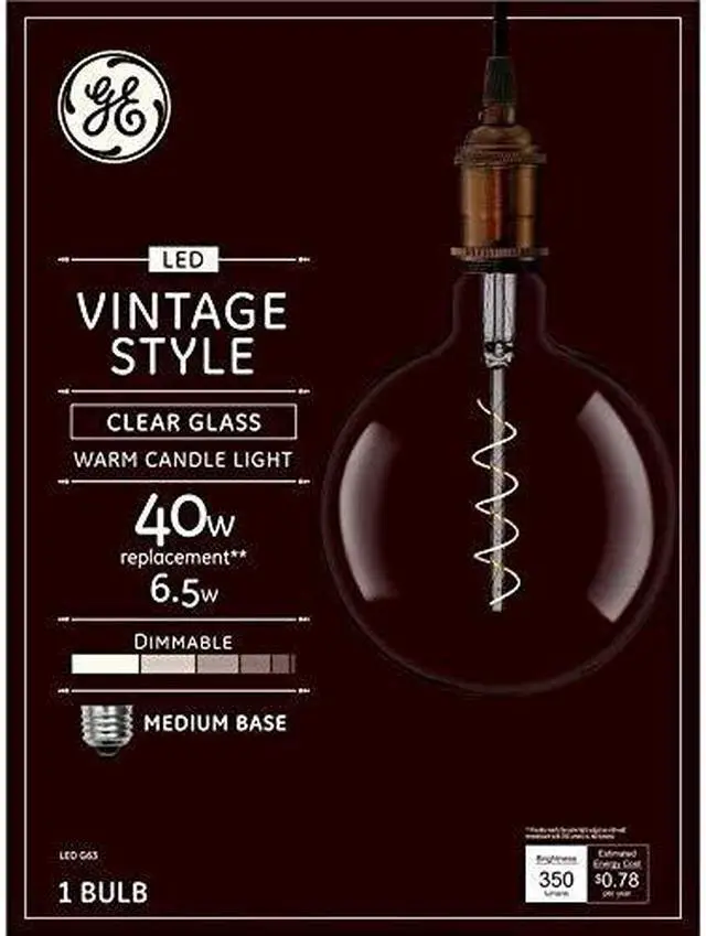 Main image of GE Vintage LED 40-Watt EQ G63 Warm White Dimmable Globe Light Bulb 93099993
