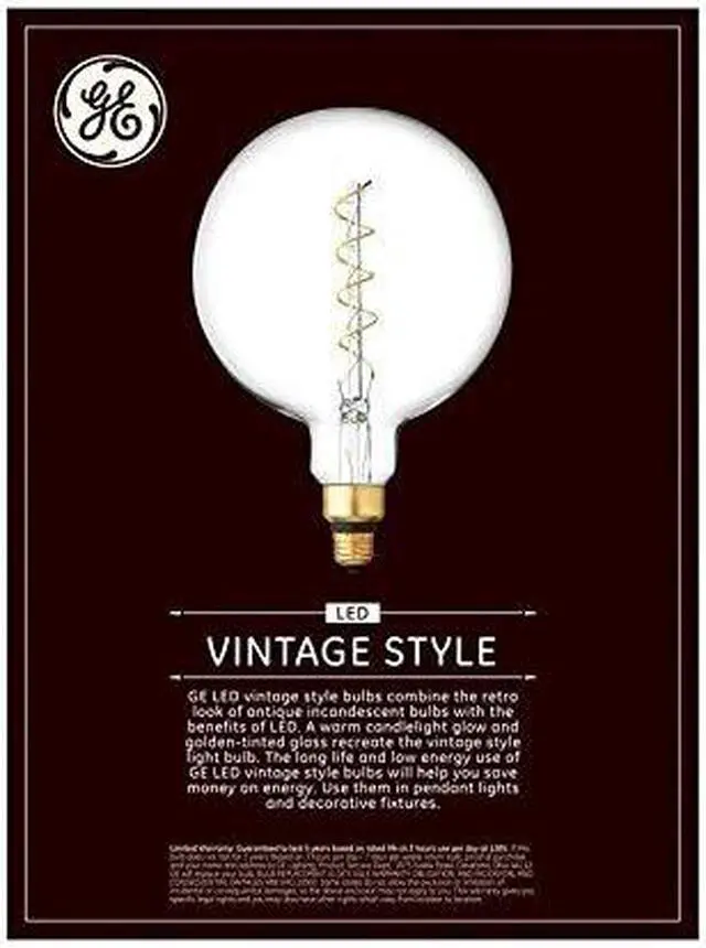 Alt view image 2 of 3 - GE Vintage LED 40-Watt EQ G63 Warm White Dimmable Globe Light Bulb 93099993