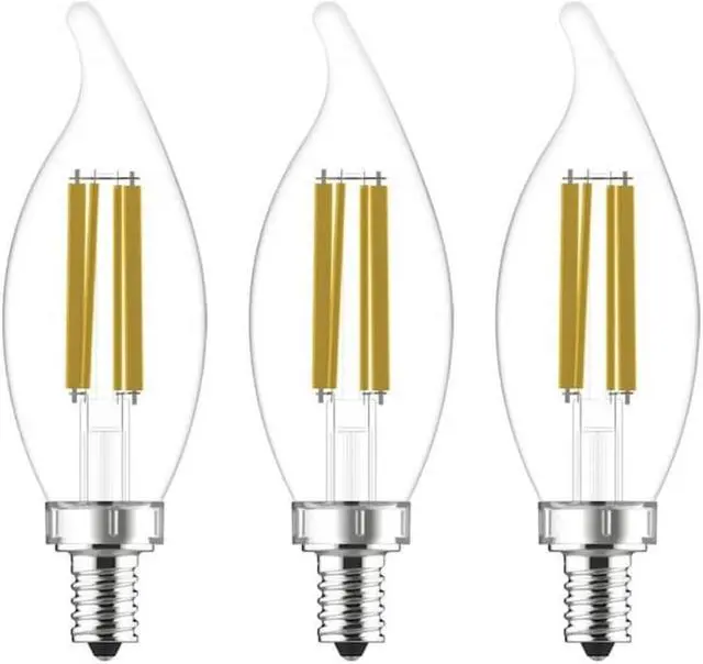 Alt view image 2 of 4 - (3 bulbs) GE ultra bright LED 75-Watt equivalent, Soft White Chandelier Light Bulb, Candelabra Base, Dimmable, 7.5 watt, 810 lumen LED ultrabright, bent tip, clear Decorative bulb