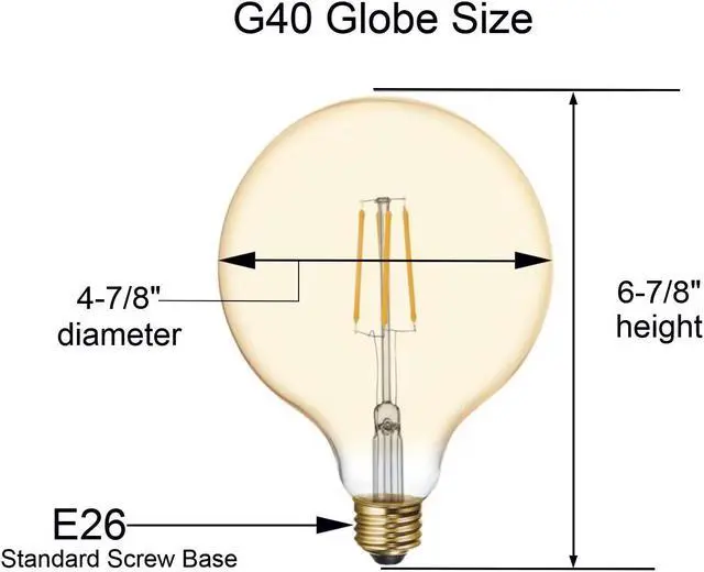 Alt view image 3 of 6 - (case of 3 bulbs) GE Lighting 48631 Vintage LED G40 Light Bulb, Warm Candlelight, Amber Glass, 60 watt equivalent using only 5.5 watts, 400 lumens, Dimmable, Vintage Style LED Light Bulb