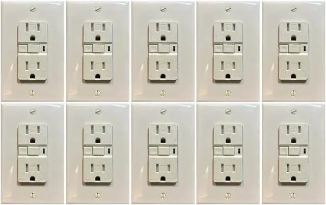 Main image of (case of 10) Eaton TRAFCI15LA 15 Amp Tamper Resistant AFCI Receptacle, Visual trip indicator light, 15A, 125V, two pole three wire, grounding, Light Almond Finish