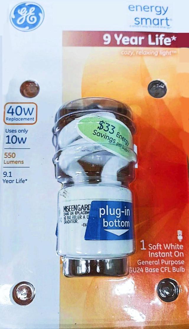 Alt view image 6 of 7 - GE 10W CFL GU24 Plug-In base Soft White Compact Fluorescent bulb