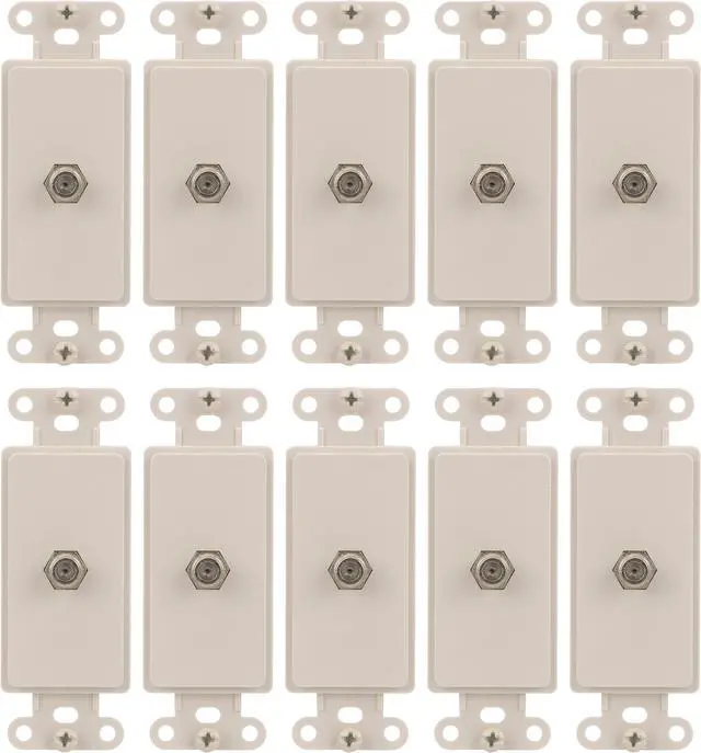 Main image of (case of 10) EATON Wiring 2162LA Single Type F Coaxial Adapter with Decorator Insert, Category 3 RJ11, RJ14, Light Almond