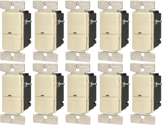 Main image of (case of 10) Eaton Wiring 600W Vacancy Sensor Switch, 450 sq ft. Range, uses Passive Infrared, Almond