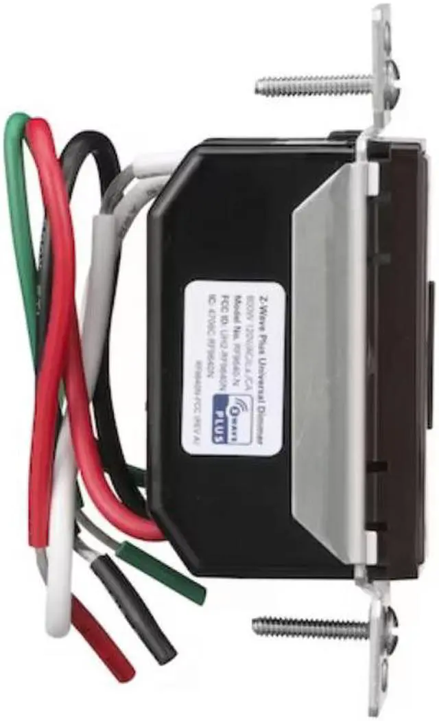 Alt view image 5 of 5 - Eaton RF9640-NDB Z-Wave Plus Universal smart Dimmer, Decorator Brown, single pole, 3-way, 120V, Dimmable seven step blue LED display alongside pushpad indicates light level