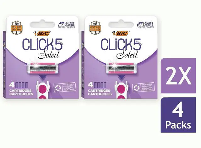Alt view image 2 of 6 - BIC Click 5 Soleil Women's Razor Refills with 5 Flexible Blades and Recyclable Box, Pink, 8 Count
