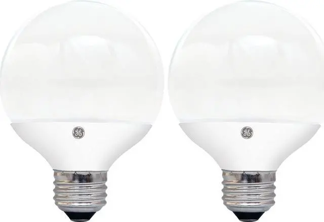 Alt view image 2 of 3 - (2 bulbs) GE 37914 Decorative Globe LED G25, 40 watt equivalent, daylight LED light bulb, medium base, frosted finish