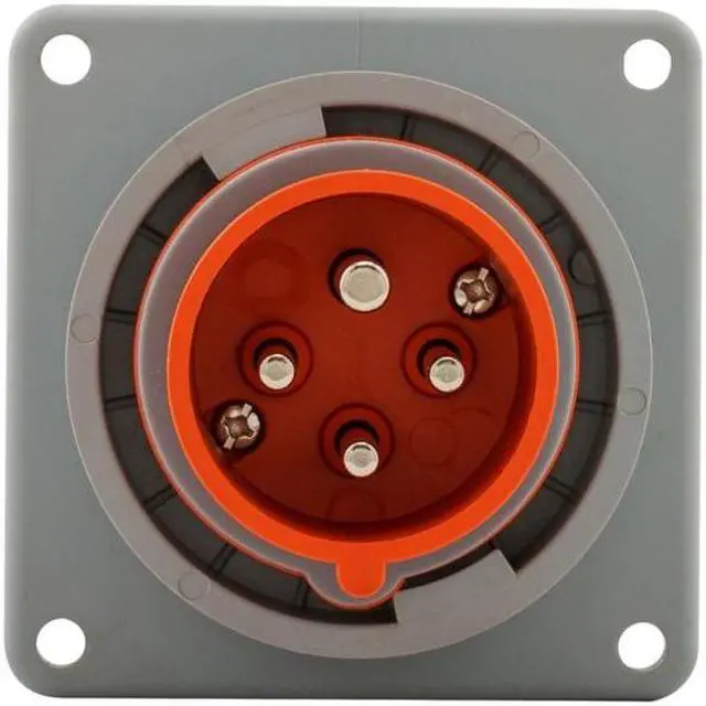 Alt view image 2 of 4 - Eaton Arrow Hart AH420B12W Pin and Sleeve Inlet, Orange, IP69K Rated, #12-#10 AWG, 20A, Extra Heavy-Duty, 125/250V, Three Pole, Four Wire