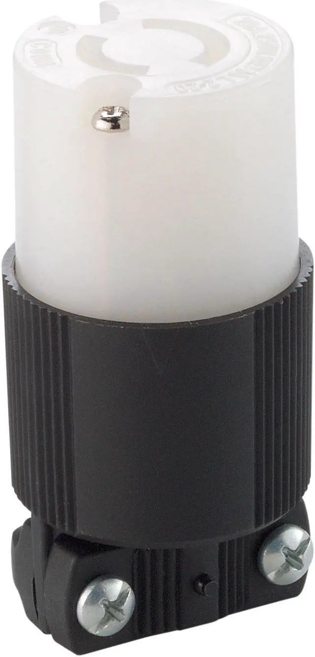 Main image of EATON Wiring CWL220C-C1 Safety Grip Connector, 20 Amp 250V, NEMA L2-20, Black & White