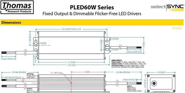 Alt view image 4 of 4 - Hubbell Thomas Research Products LED Driver, Constant Current, Dimmable PLED60W series, PLED60W-042-C1400-D
