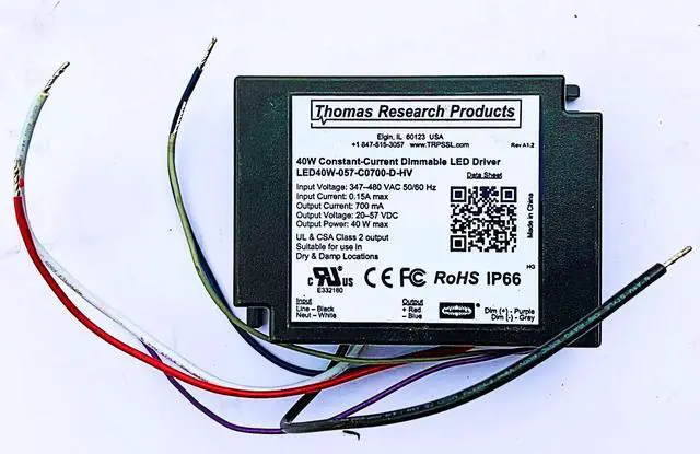 Main image of Hubbell Thomas Research Products  LED 40W-057-C0700-D-HV High Voltage Constant Current Driver, dimmable