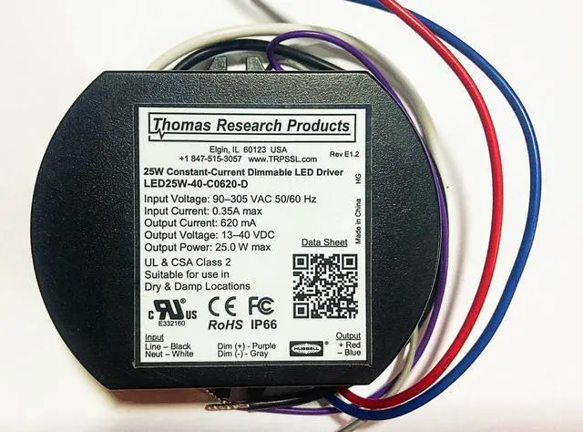 Main image of Hubbell Thomas Research Products LED 25W-40-C0620-D Constant Current Driver, dimmable