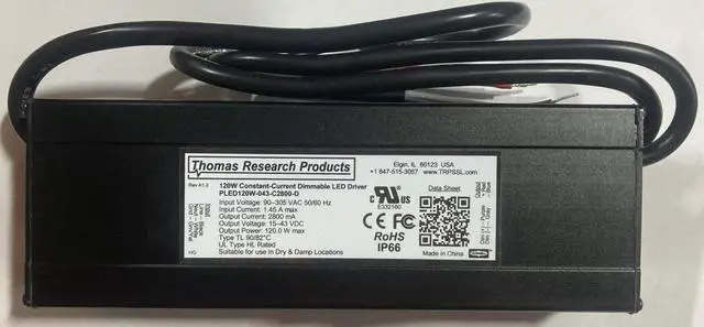 Main image of Hubbell Thomas Research Products PLED120W-043-C2800-D Constant Current 120W LED Driver Flicker Free High Performance HL Hazardous Location Rated