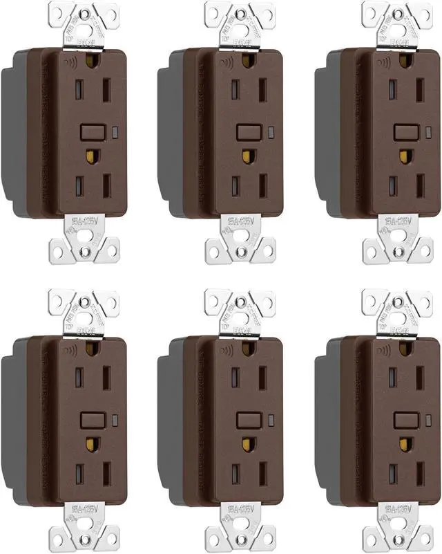 Main image of (case of 6) Eaton Z-Wave Plus split control wireless duplex receptacle, Tamper Resistant, 15A, Flush Mounting, Oil Rubbed Bronze color, 2 pole 3 wire grounding, Decorator receptacle