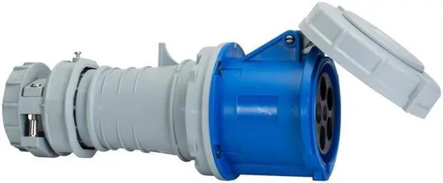 Alt view image 3 of 4 - EATON Arrow Hart AH560C9W Water-Tight Pin and Sleeve Connector, IP69K rated, 60A 120/208V, 4 pole 5 wire, Female, Blue Nylon, Three Phase