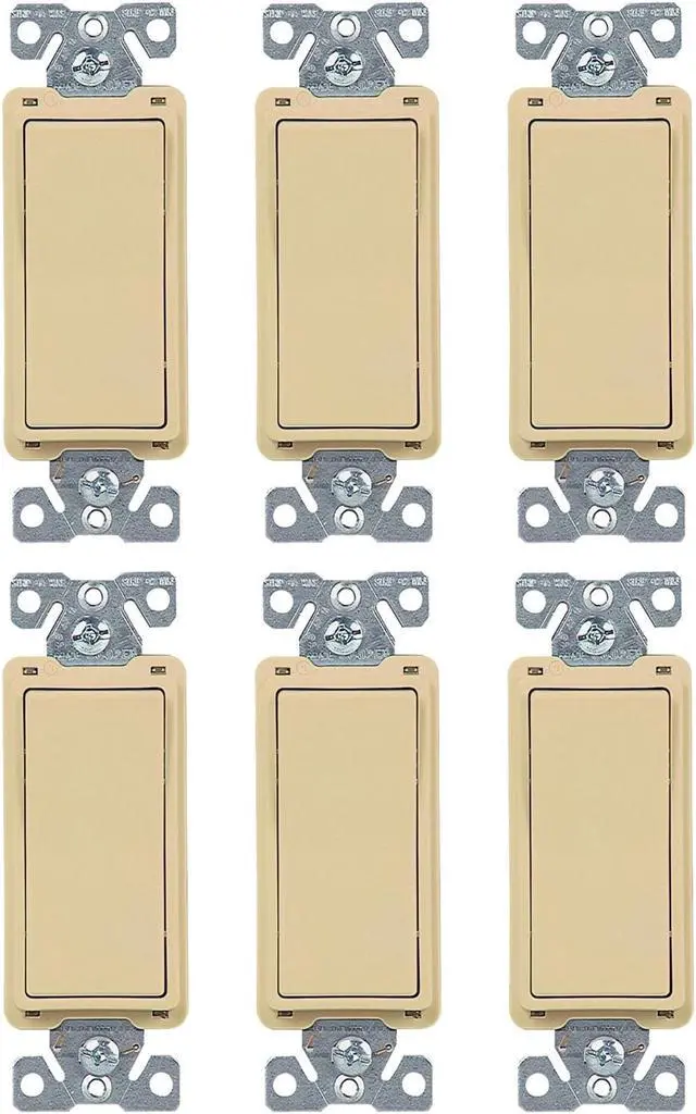 Main image of (case of 6) EATON 7504V-BOX 7500 Decorative Standard Rocker Switch, 120/277 Vac, 15 A, 4 Position, 4-way, Ivory