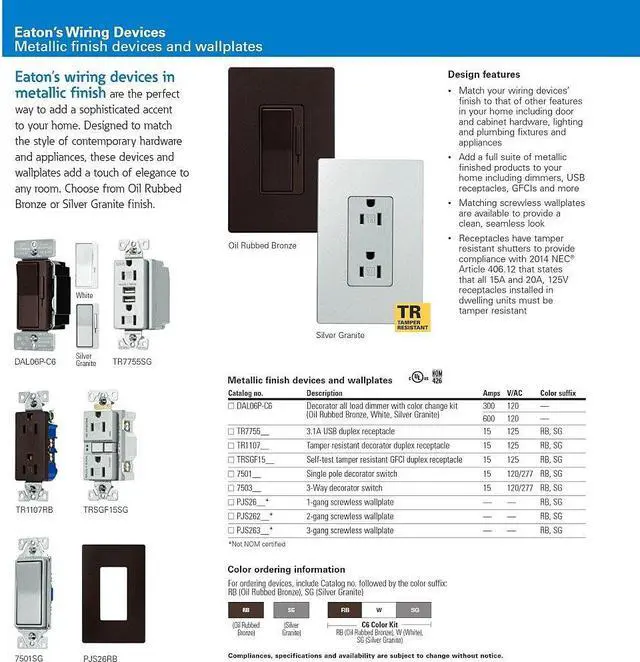 Alt view image 7 of 7 - Eaton TR7755RB Combination USB Charger With TR Duplex Receptacle, 125 VAC, 15 Amp, 125V, 3.1A USB-A, Oil Rubbed Bronze Color