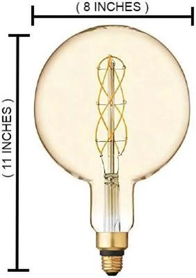 Alt view image 3 of 4 - GE Large Vintage LED G63 Globe, Warm Candle Light 2000K, 6.5 watt, 350 lumen, Amber Glass, Spiral Weave Filament, Dimmable LED Globe Light Bulb