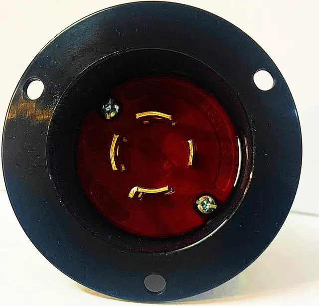 Main image of Eaton Arrow Hart AHCL1920FI 20 Amp Color Coded Locking Flanged Inlet, RED, 4-pole, 4-wire, 3 phase, #14-8 AWG, 277/480V,