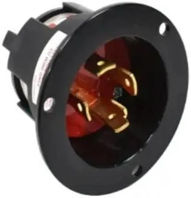 Alt view image 3 of 3 - Eaton Arrow Hart AHCL1920FI 20 Amp Color Coded Locking Flanged Inlet, RED, 4-pole, 4-wire, 3 phase, #14-8 AWG, 277/480V,