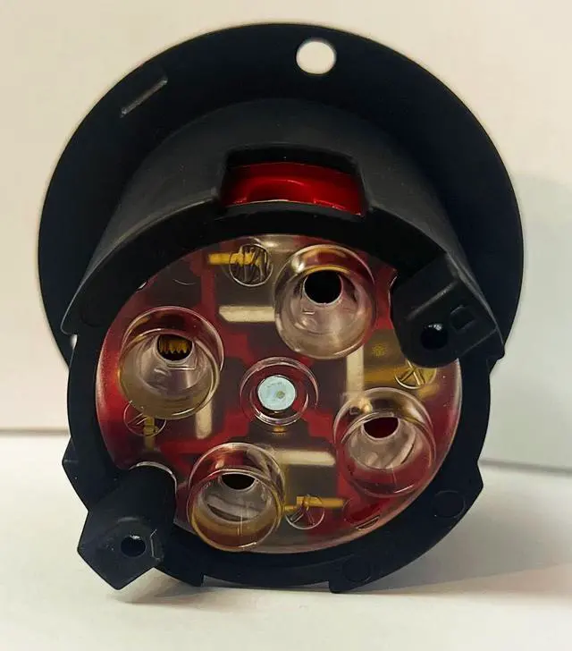 Alt view image 2 of 3 - Eaton Arrow Hart AHCL1920FI 20 Amp Color Coded Locking Flanged Inlet, RED, 4-pole, 4-wire, 3 phase, #14-8 AWG, 277/480V,