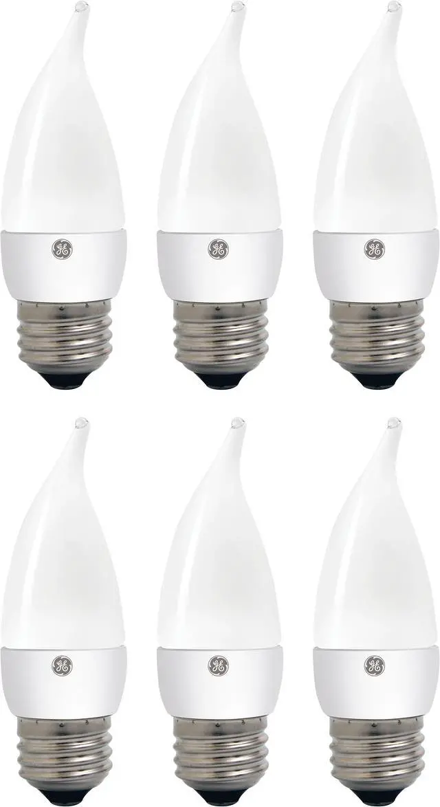 Alt view image 2 of 3 - (case of 6) GE Lighting 36748 Dimmable LED Chandelier Bulb, 6.5-watt, 500-Lumen, Soft White, Bent-tip Decorative Light Bulb with Medium Base