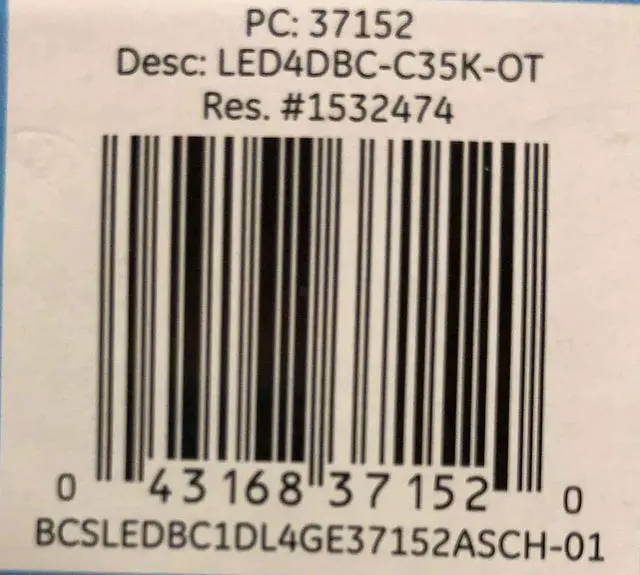 Alt view image 3 of 3 - (pack of 6 bulbs) GE 37152 LED Decorative Light Bulb, Candle shape, Candelabra base, Daylight, 4.2 watt LED Light Bulb