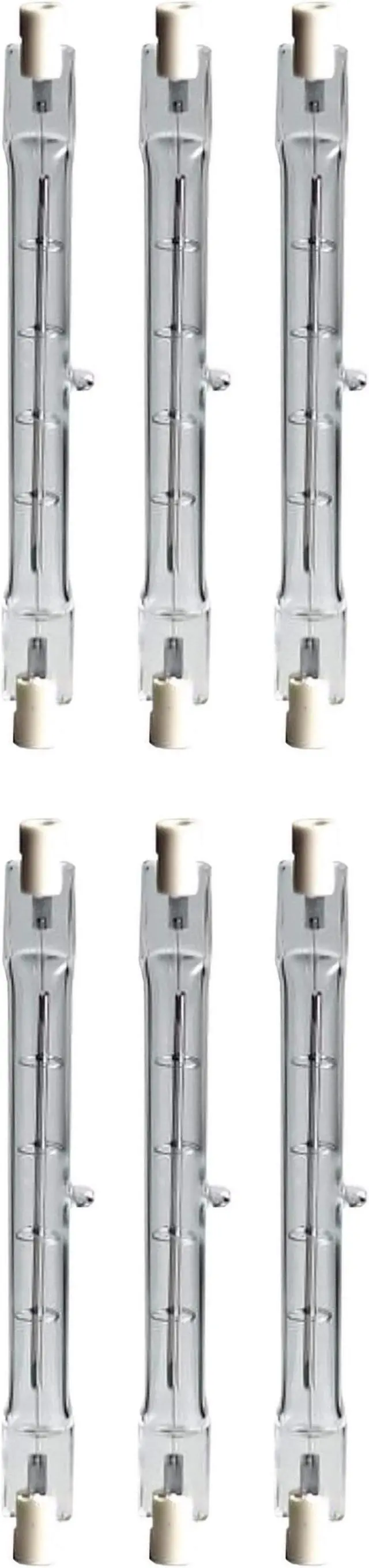 Main image of (6 lamps) GE 43703 Q300T3/CL Quartzline T2.5 Stage & Studio Halogen Double-Ended Lamp, 300 watt, 120V, Clear, Horizontal burn