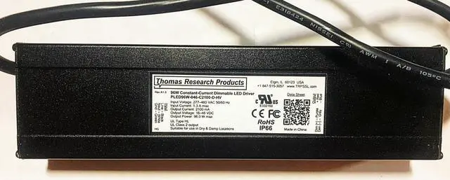 Main image of Hubbell Thomas Research Products 96 watt LED Driver PLED96W-046-C2100-D-HV Constant Current, Flicker Free, 277-480V, Hazardous Location Rated